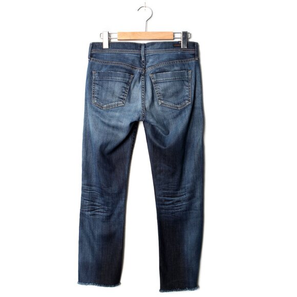 COH Citizens of Humanity DANI Cropped Straight Leg Jeans Raw Hem Dark Blue Denim - Picture 3 of 13